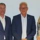 Zeugnisübergabe mit Studiengangsleiter Frank Wieneke (TA), Bernhard Schwank (NRW), Koordinator Jürgen Wolf (DESG) und Dirk Schimmelpfennig (DOSB)